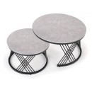 Комплект HALMAR FLAMINGO (2 стола журнальных) серый мрамор/черный, 60/40 и 80/46